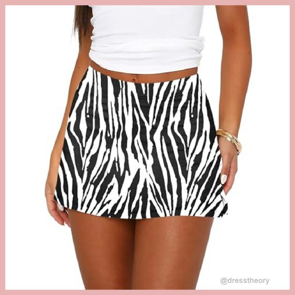 Stretchy Mini Skort with Built-In Shorts Bodycon Y2K Streetwear - Picture 2 of 8